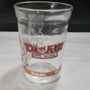 Tom and Jerry Glass Tumbler - Clear and Orange 1970's